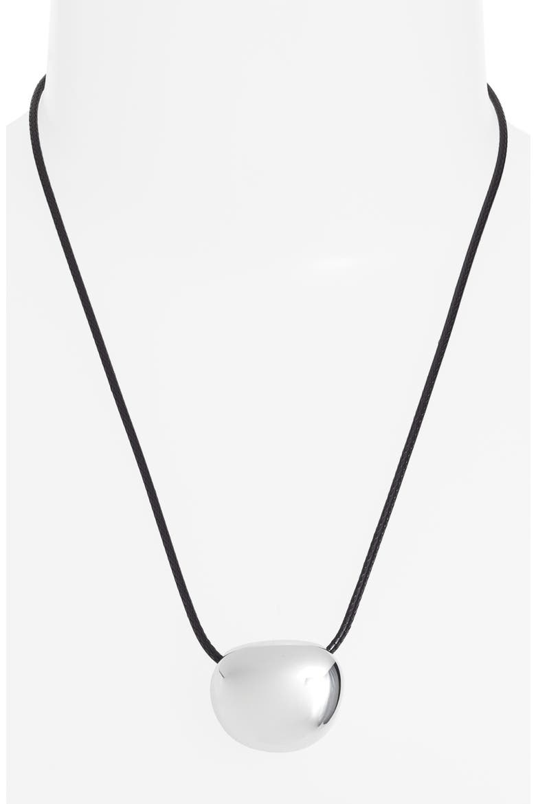 Polished Orb Cord Necklace, Alternate, color, BLACK- SILVER