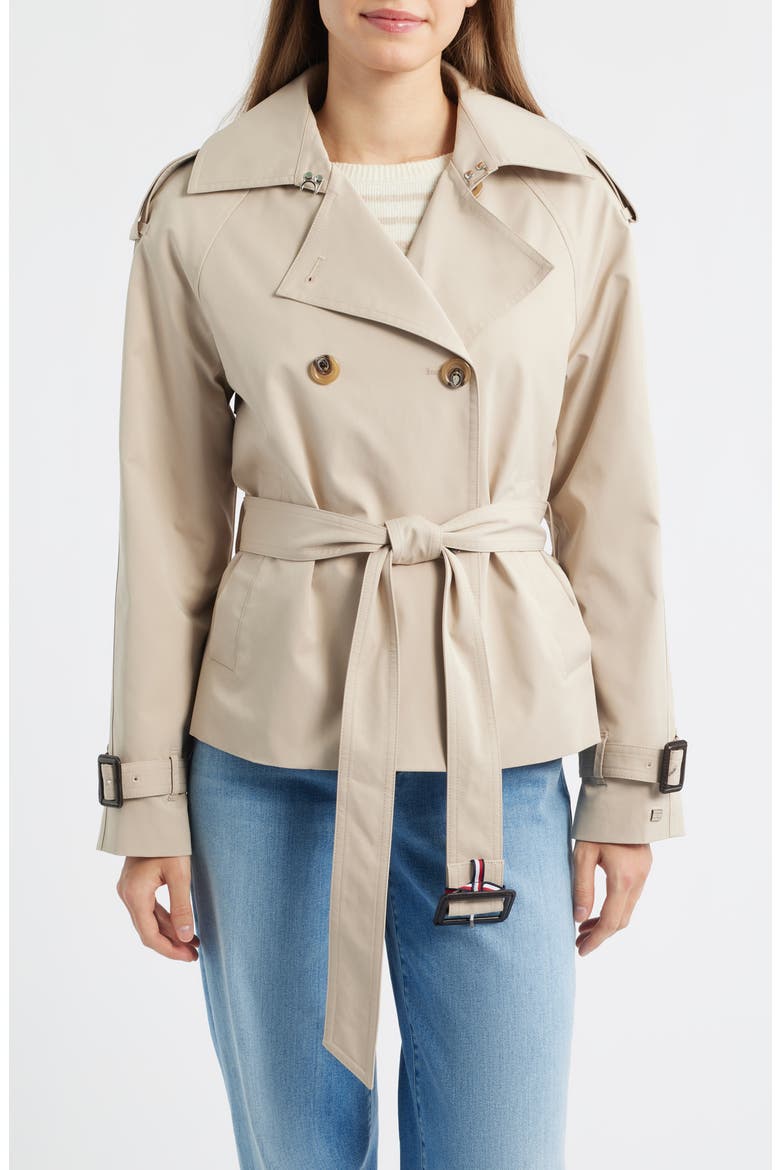 Belted Crop Trench Coat, Main, color, STONE
