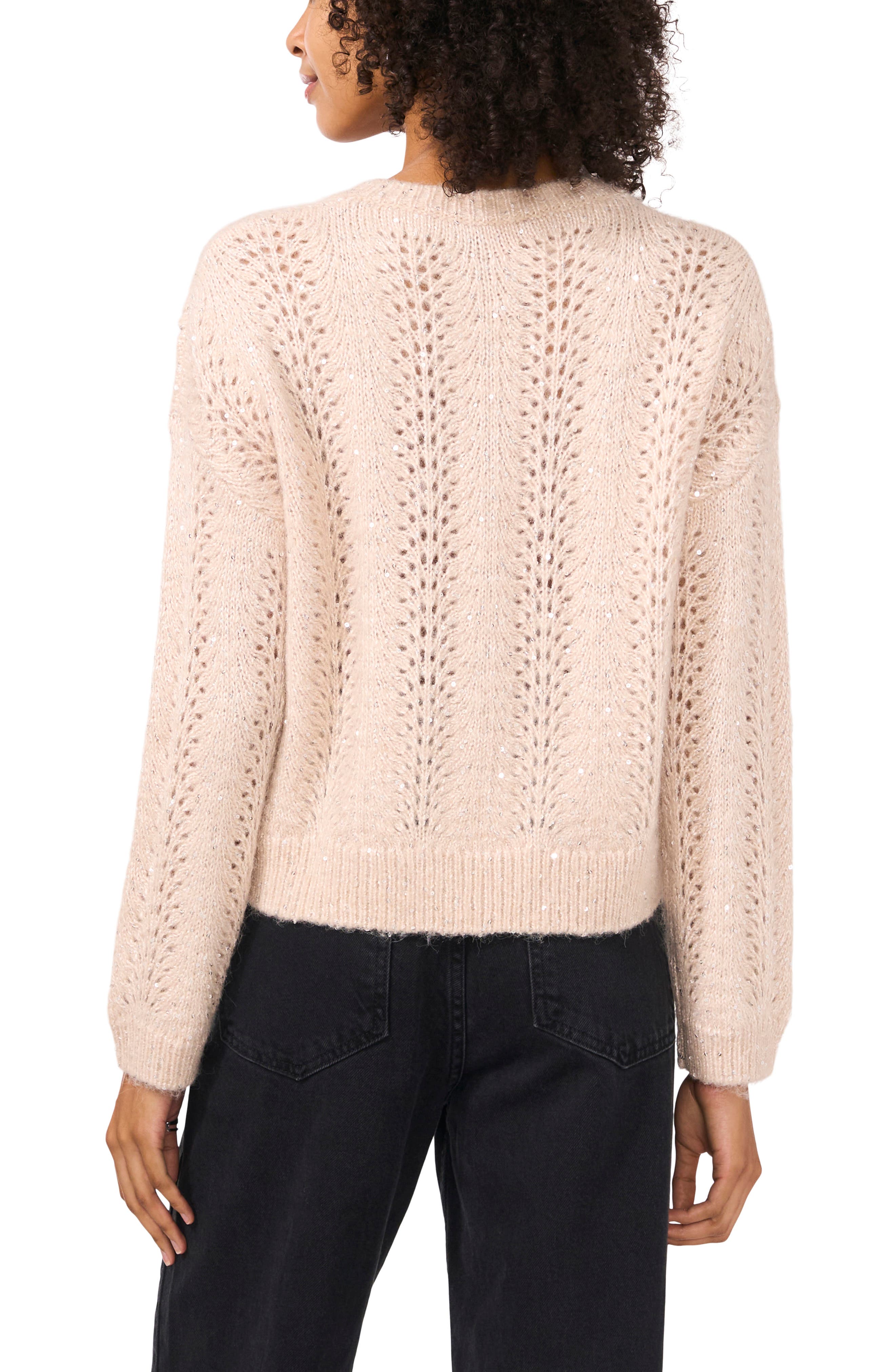Sequin Pointelle Sweater - image 2