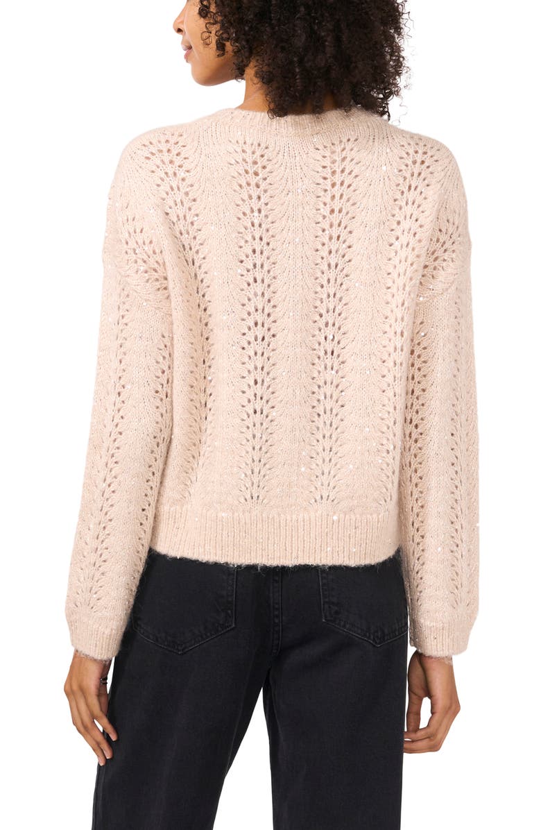 Vince Camuto Sequin Pointelle Sweater, Alternate, color, Champagne/ Silver