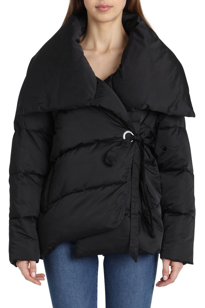 Wrap Puffer Jacket, Main, color, BLACK