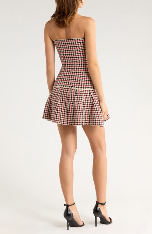 Love By Design Hannah Strapless Houndstooth Top In Multi