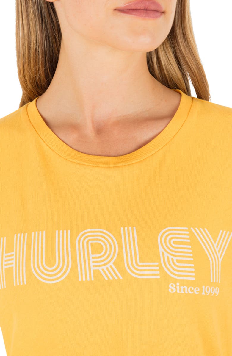 Hurley Rollers Boxy Crop Cotton Graphic T-Shirt, Alternate, color, Marigold