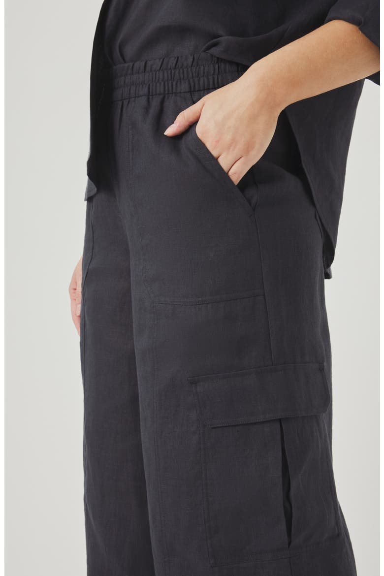 Stella Linen Cargo Pull-On Pants, Alternate, color, LEAD GREY