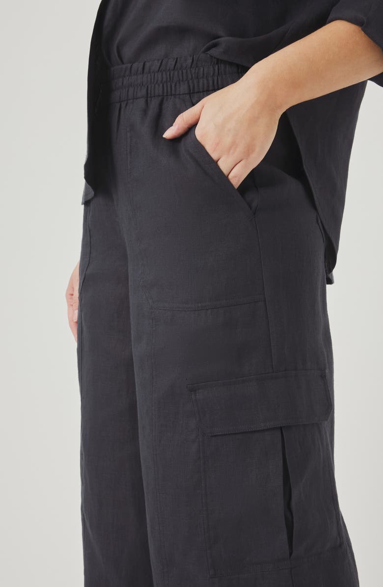 Splendid Stella Linen Cargo Pull-On Pants, Alternate, color, Lead Grey