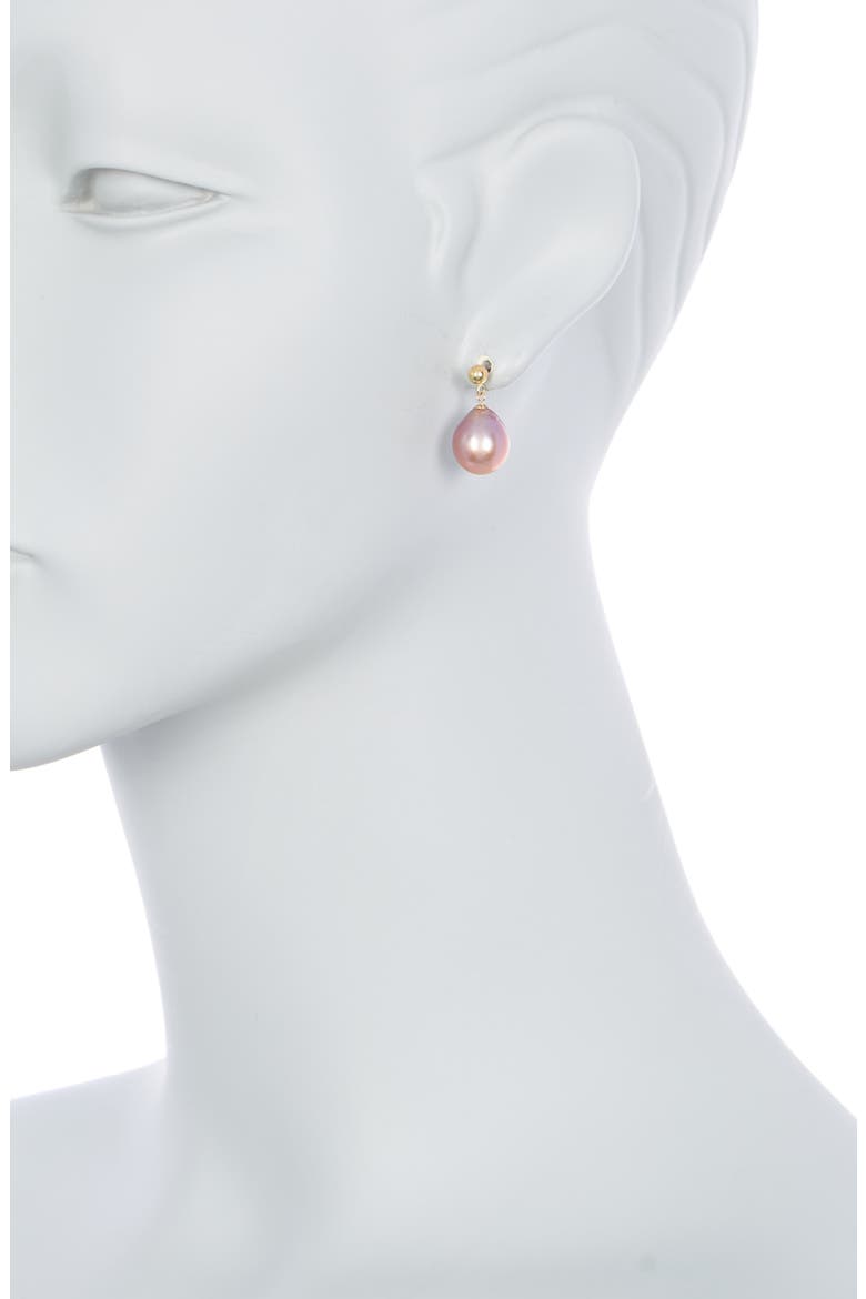 14K Gold 10-10.5mm Purple Freshwater Pearl Drop Earrings, Alternate, color, MULTI