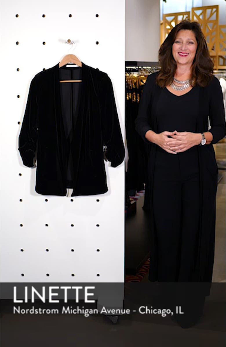 Ruched Sleeve Velvet Blazer, sales video thumbnail