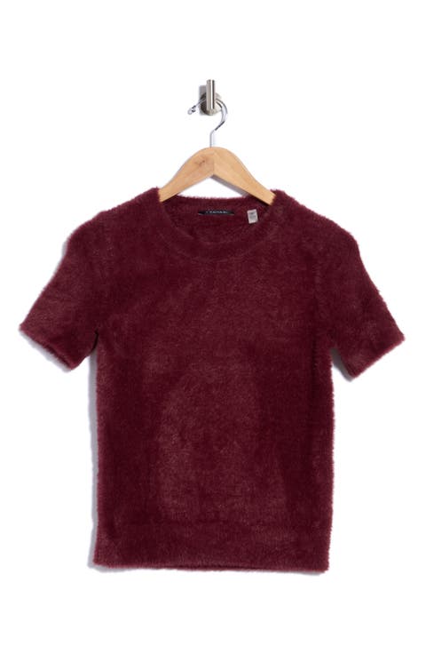 Short Sleeve Eyelash Sweater