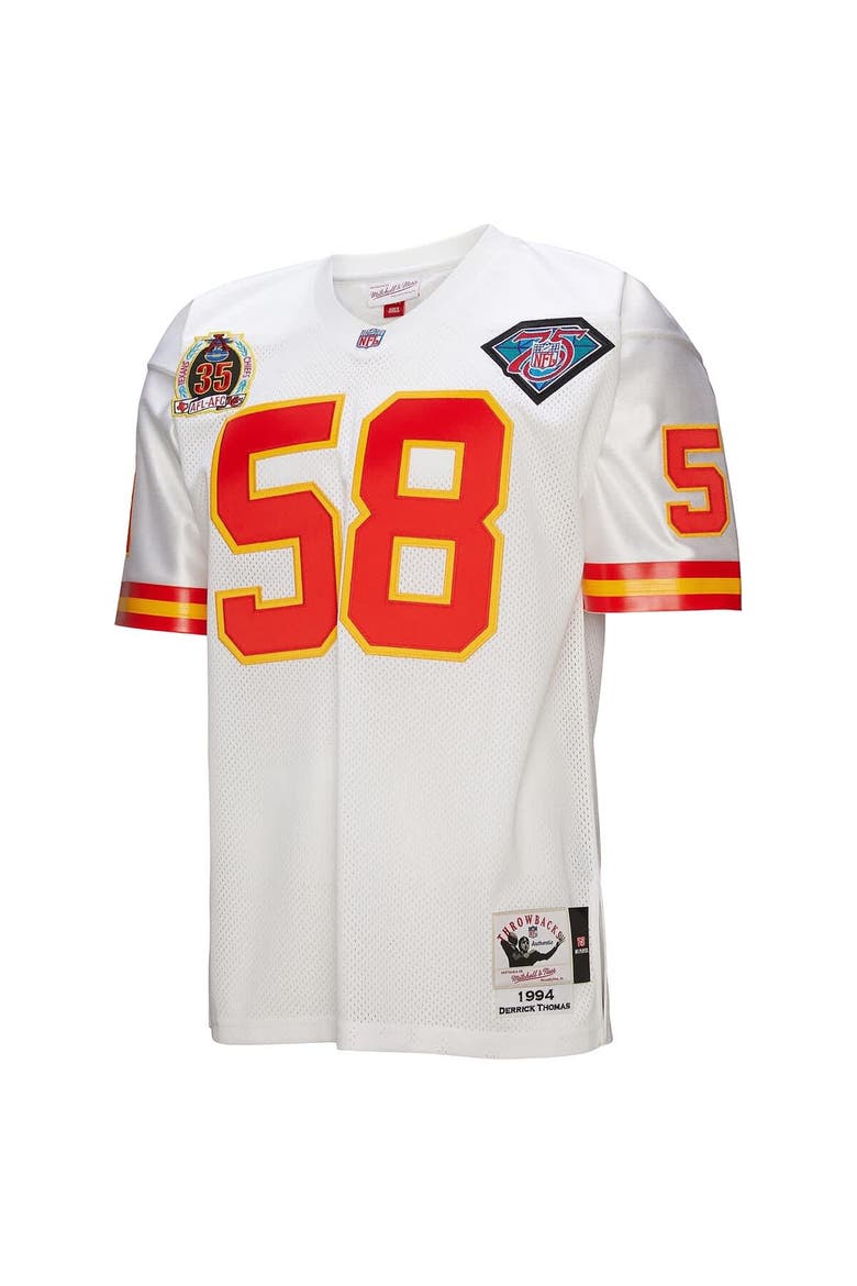 Men's Mitchell & Ness Derrick Thomas White Kansas City Chiefs 1994 Authentic Throwback Retired Player Jersey, Alternate, color, White