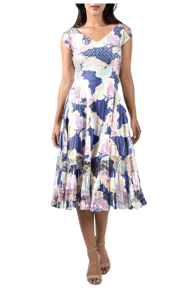 Komarov Cap Sleeve Charmuese Dress, Main, color, Spring Lily