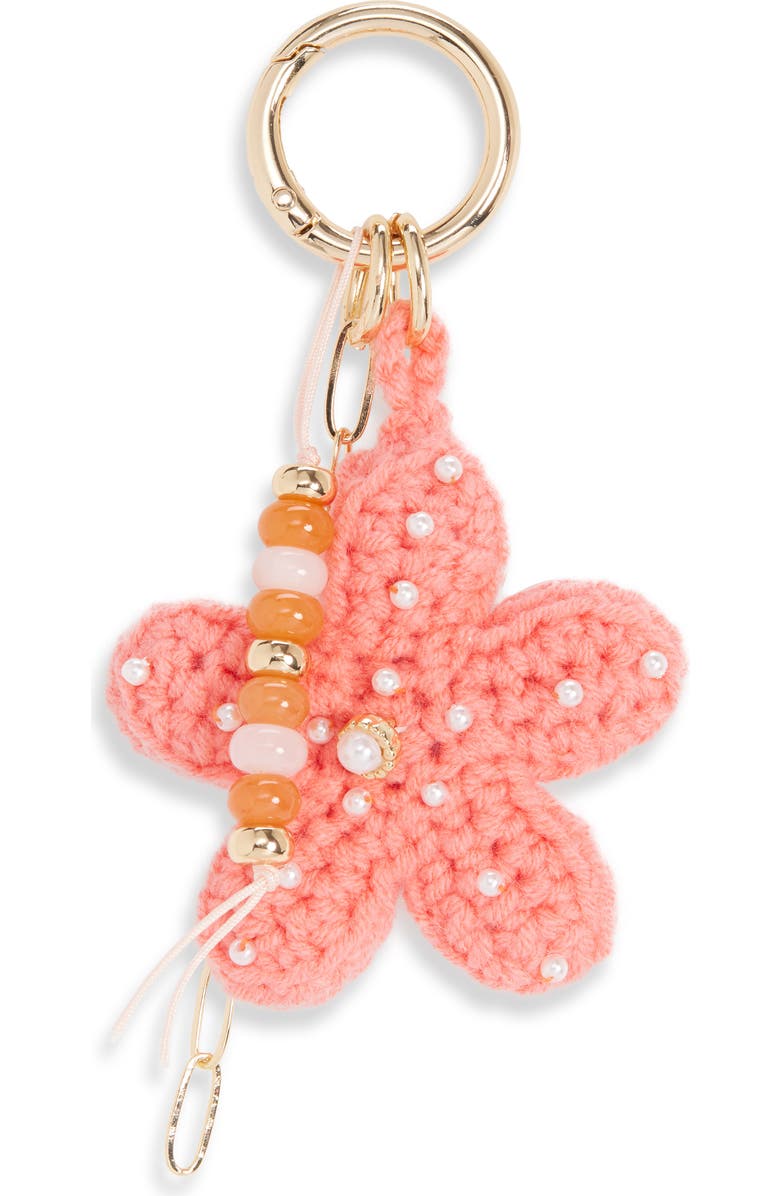 Chelsea28 Starfish faux Pearl Crochet Bag Charm, Main, color, Orange Multi- Gold