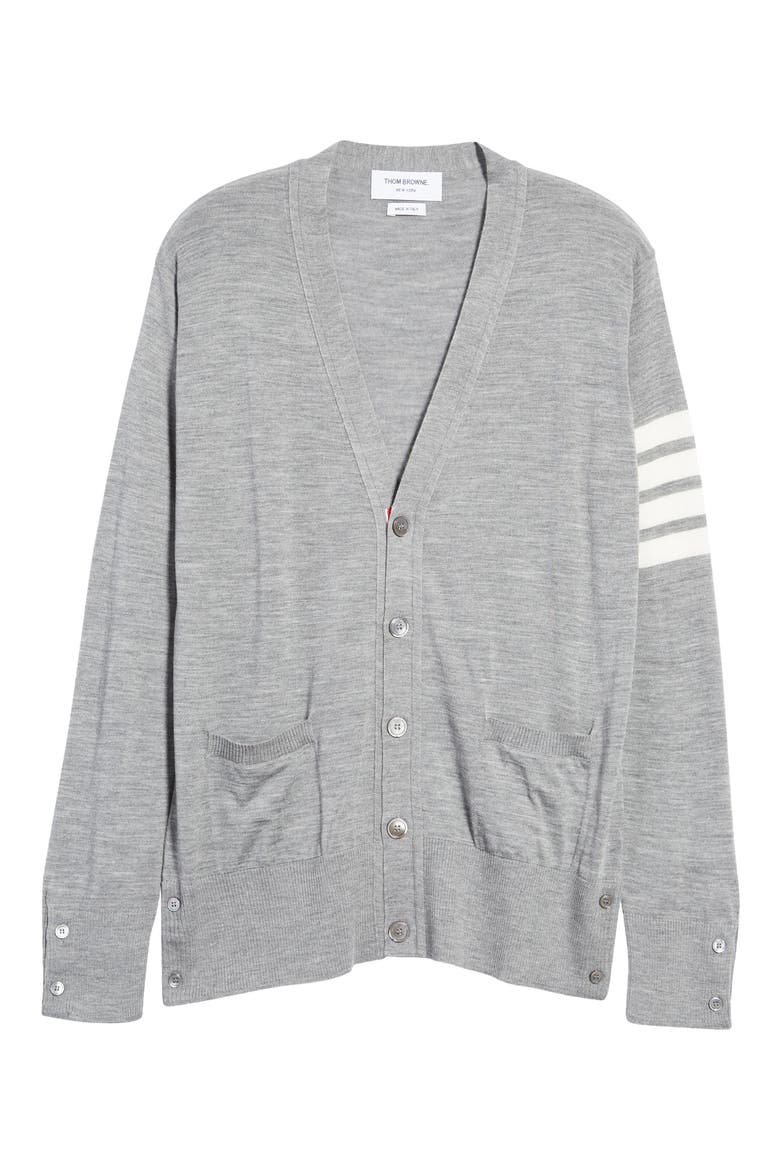 4-Bar Merino Wool Cardigan, Alternate, color, 058 - PALE GREY