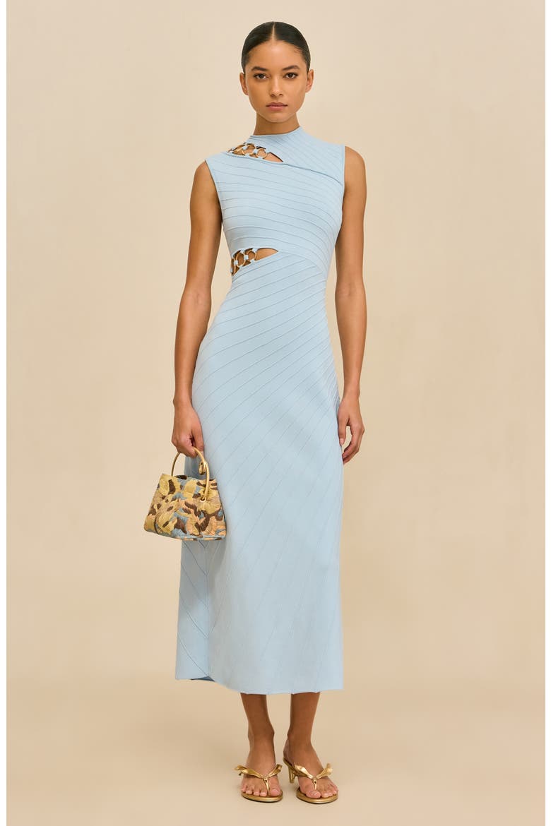 Niki Cutout Sleeveless Dress, Alternate, color, COASTAL