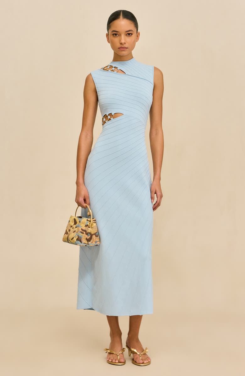 Cult Gaia Niki Cutout Sleeveless Dress, Alternate, color, Coastal