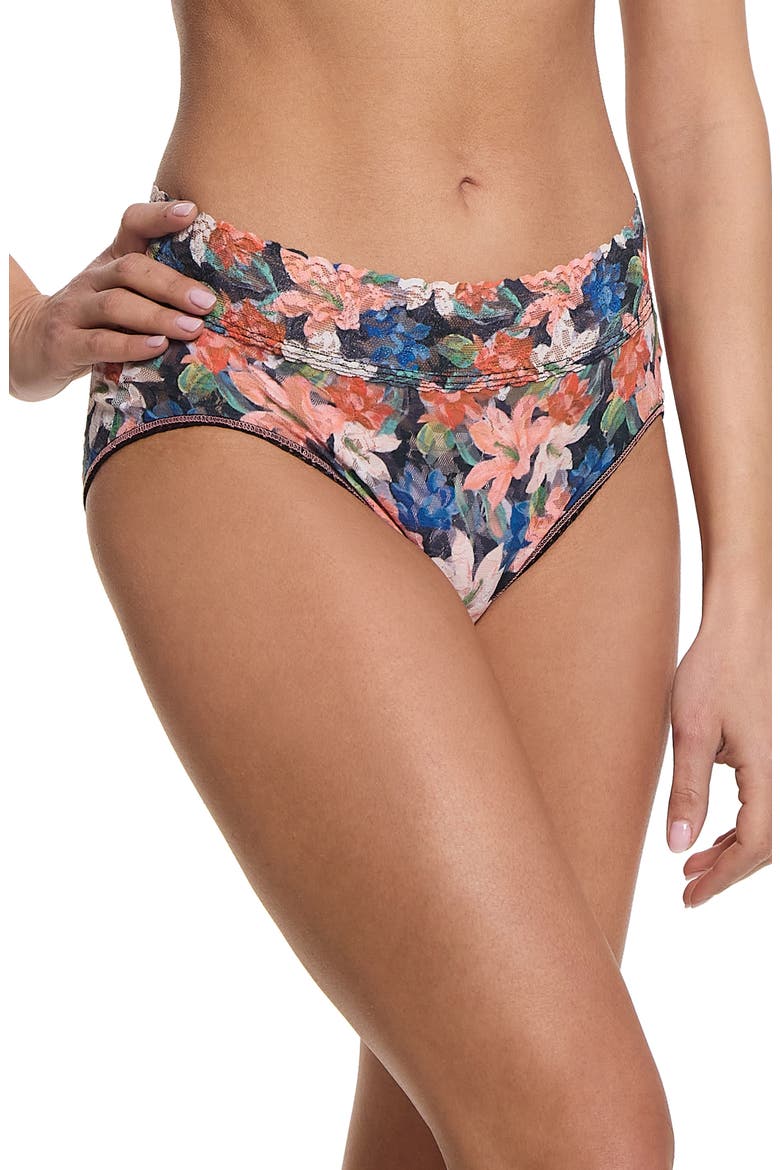 Print Signature Lace French Briefs, Alternate, color, WONDEROUS BLACK