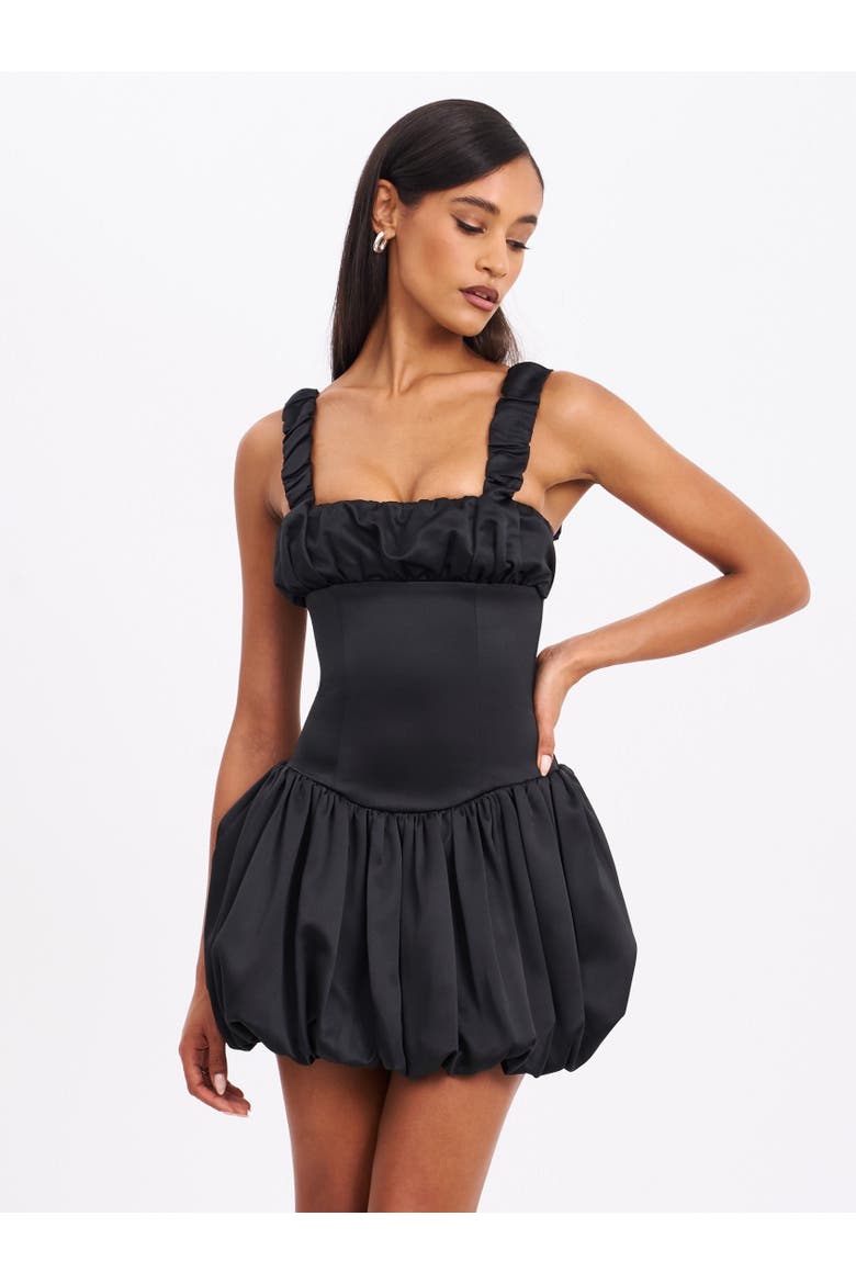 Aubrey Ruffled Bubble Hem Mini Dress, Main, color, Black