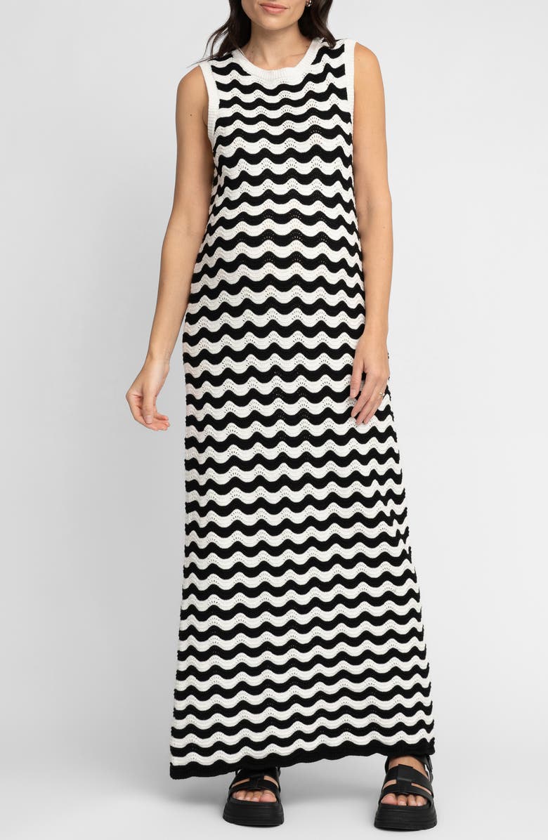 Seraphine Squiggle Stripe Cotton Blend Knit Maternity Dress, Main, color, 