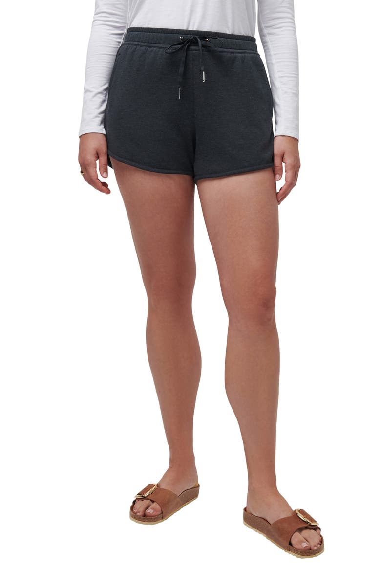 Cloud Drawstring Fleece Shorts, Main, color, HEATHER BLACK