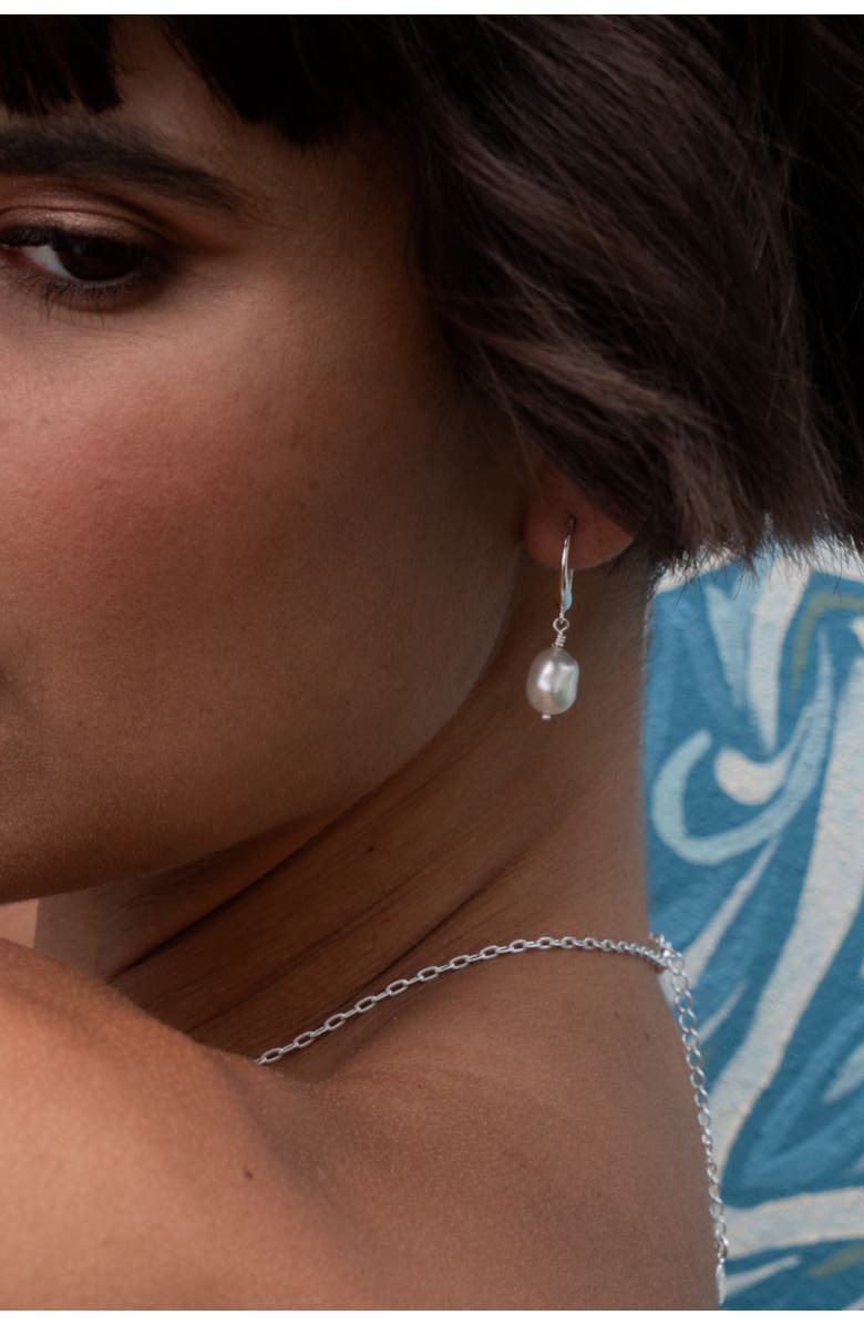 Dower & Hall White Baroque Pearl Earrings, Alternate, color, Sterling Silver