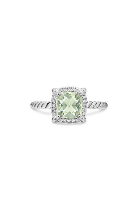 Petite Chatelaine® Pavé Bezel Ring with Semiprecious Stone and Diamonds