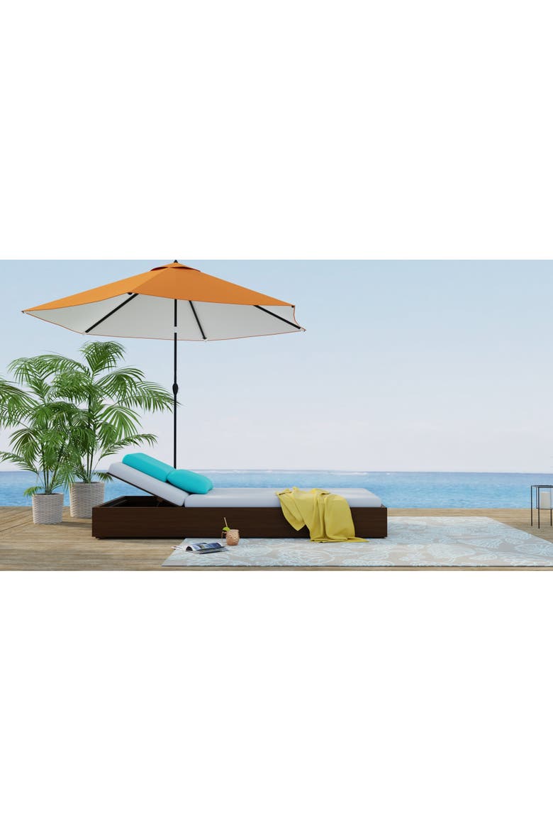 Line Flower Cool Aqua Rug, Alternate, color, 6'x9'