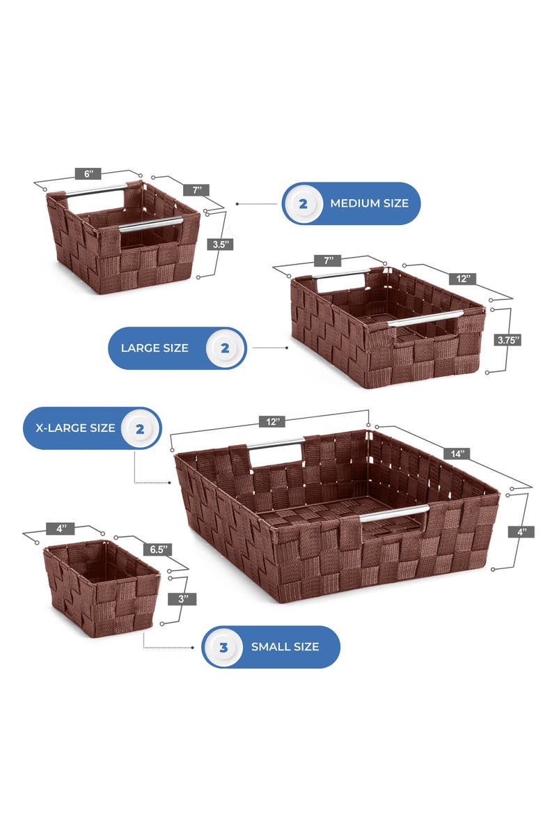 SORBUS 9-Piece Woven Storage Basket Set, Alternate, color, Chocolate