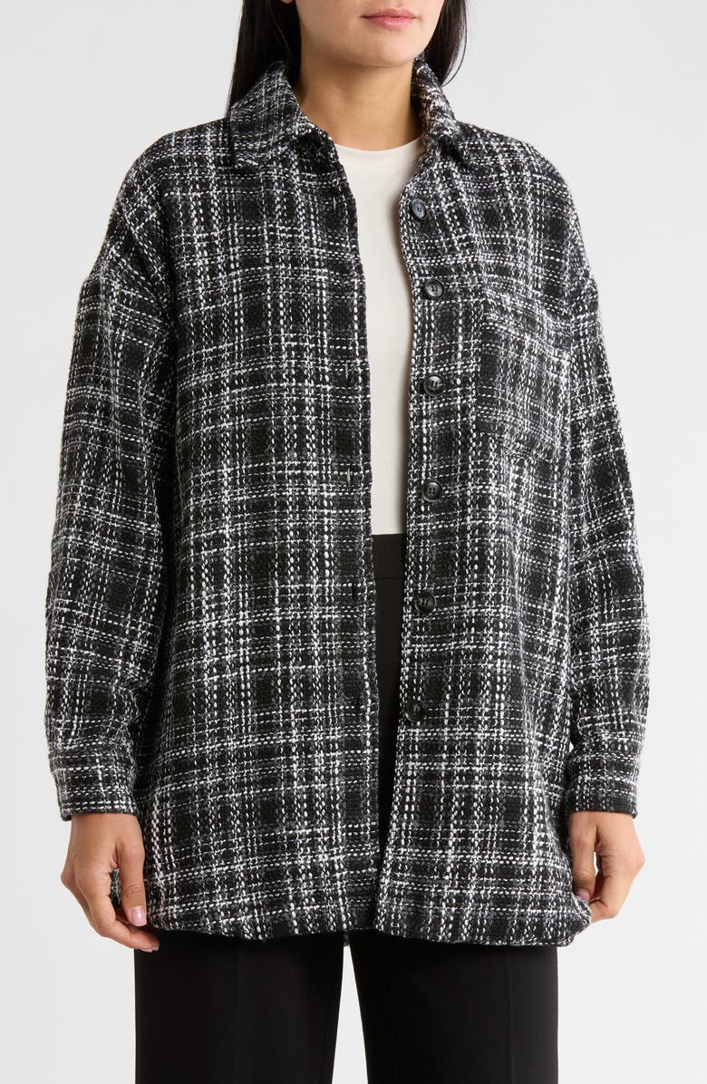Lucy Paris Jacque Oversize Plaid Shirt Jacket, Main, color, Black Plaid