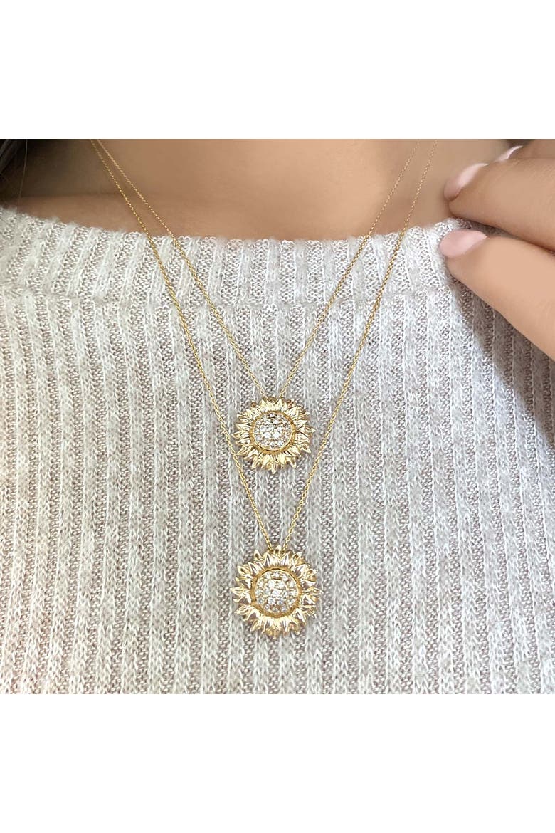 Sunflower Diamond Pendant Necklace 14k, Alternate, color, 0.19ct,Yellow Gold