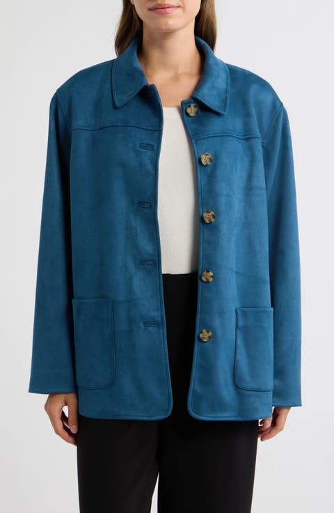 Faux Suede Five-Button Jacket