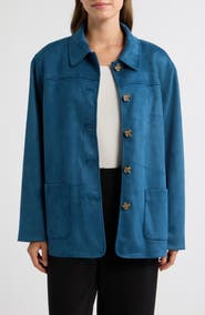 Anne Klein Faux Suede Five-Button Jacket