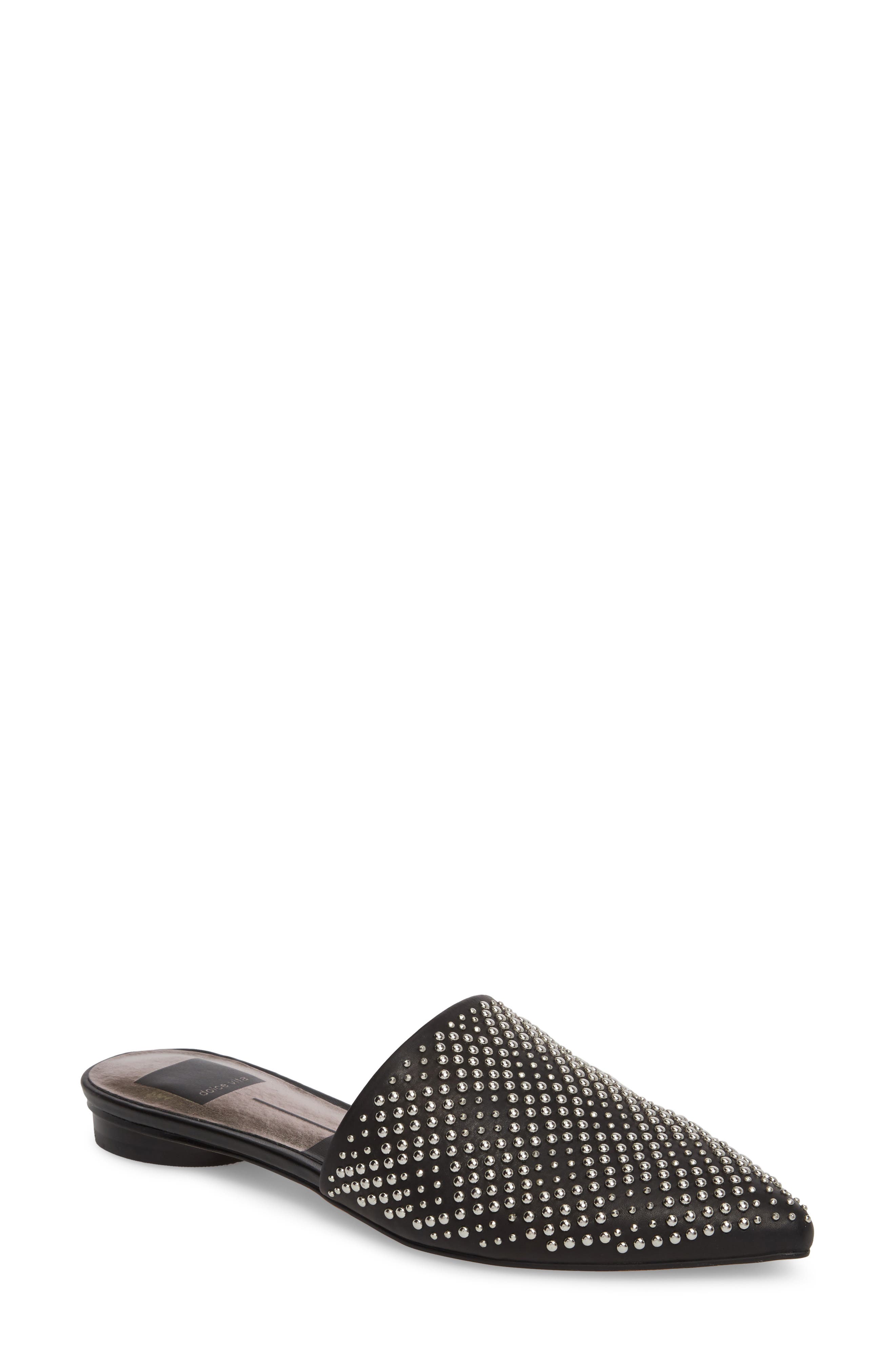 Elvah Studded Mule, Main, color, BLACK LEATHER