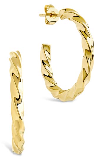 Sterling Forever Chandler Twisted Hoop Earrings In Gold