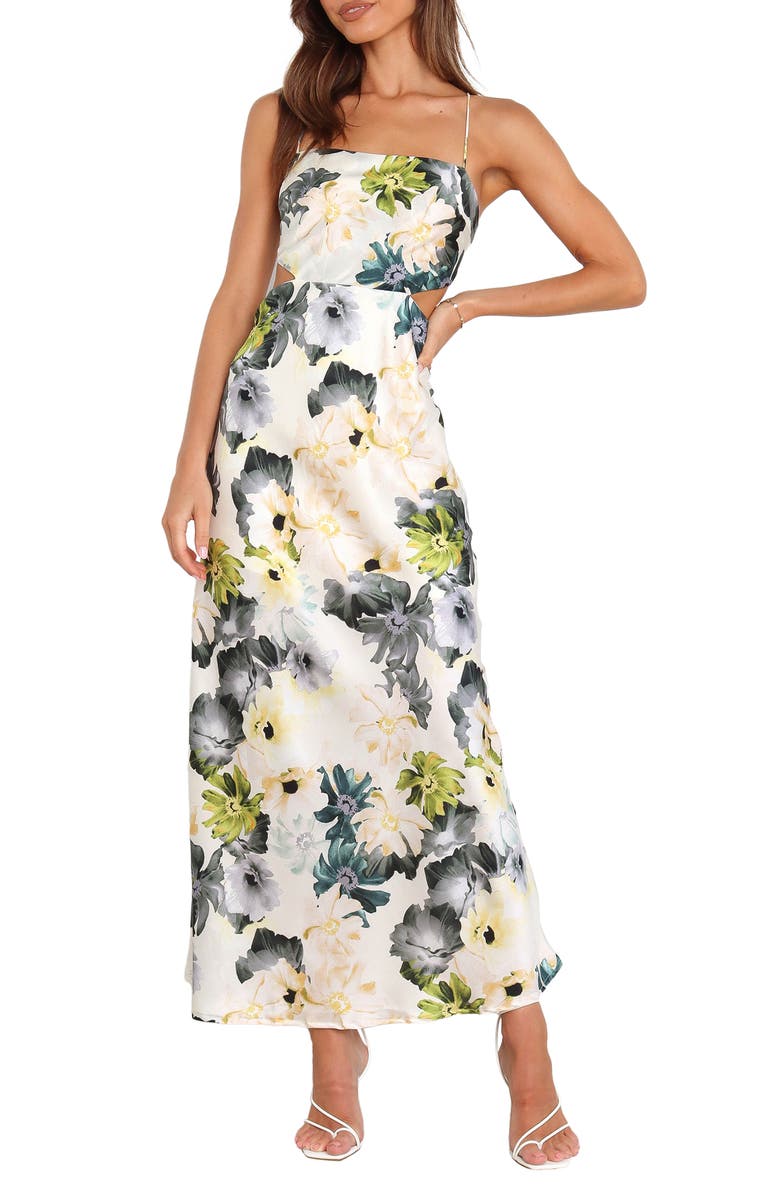 Petal & Pup Jayne Floral Lace-Up Back Maxi Dress, Main, color, Floral