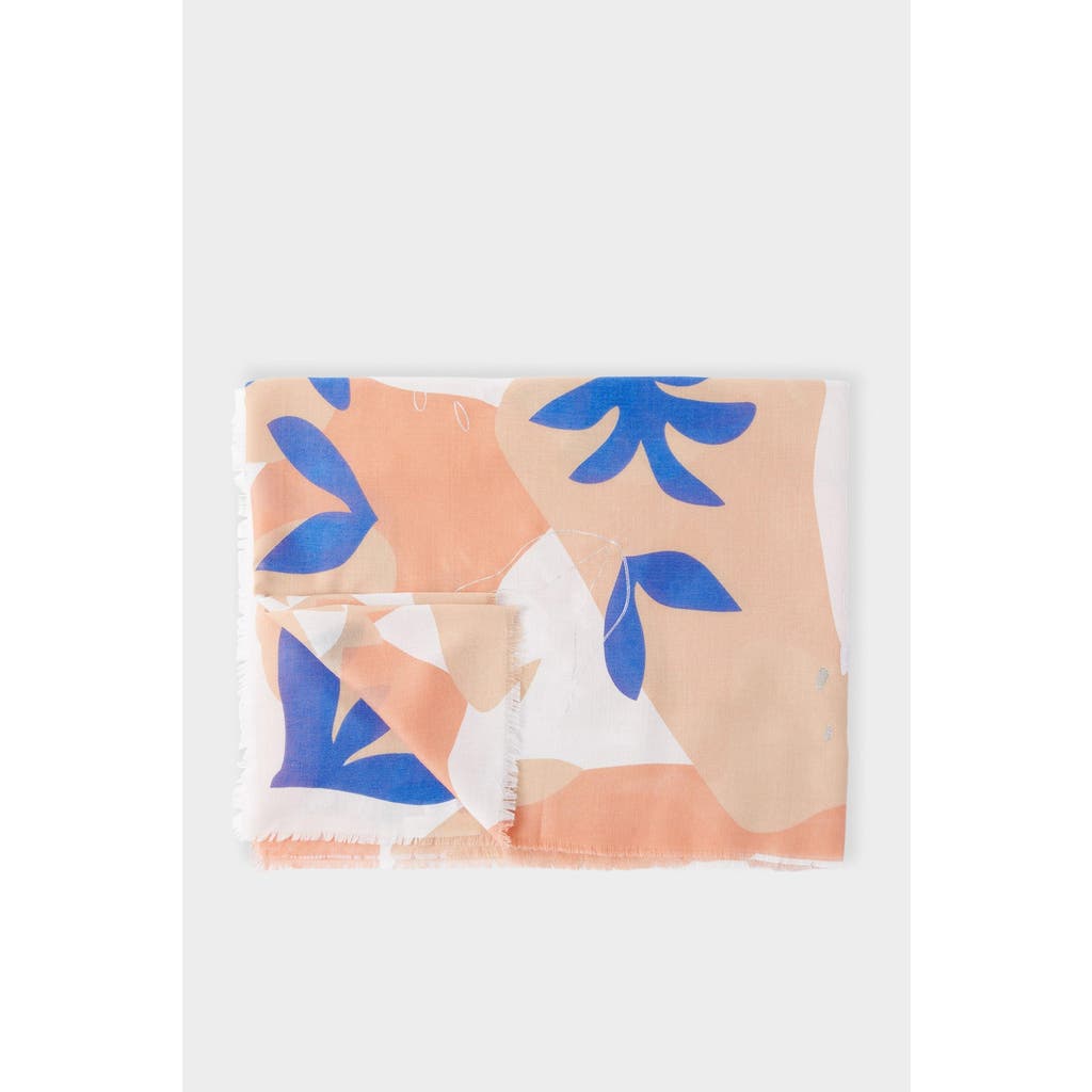 Katie Loxton Printed Foil Scarf Botanical Print In Orange