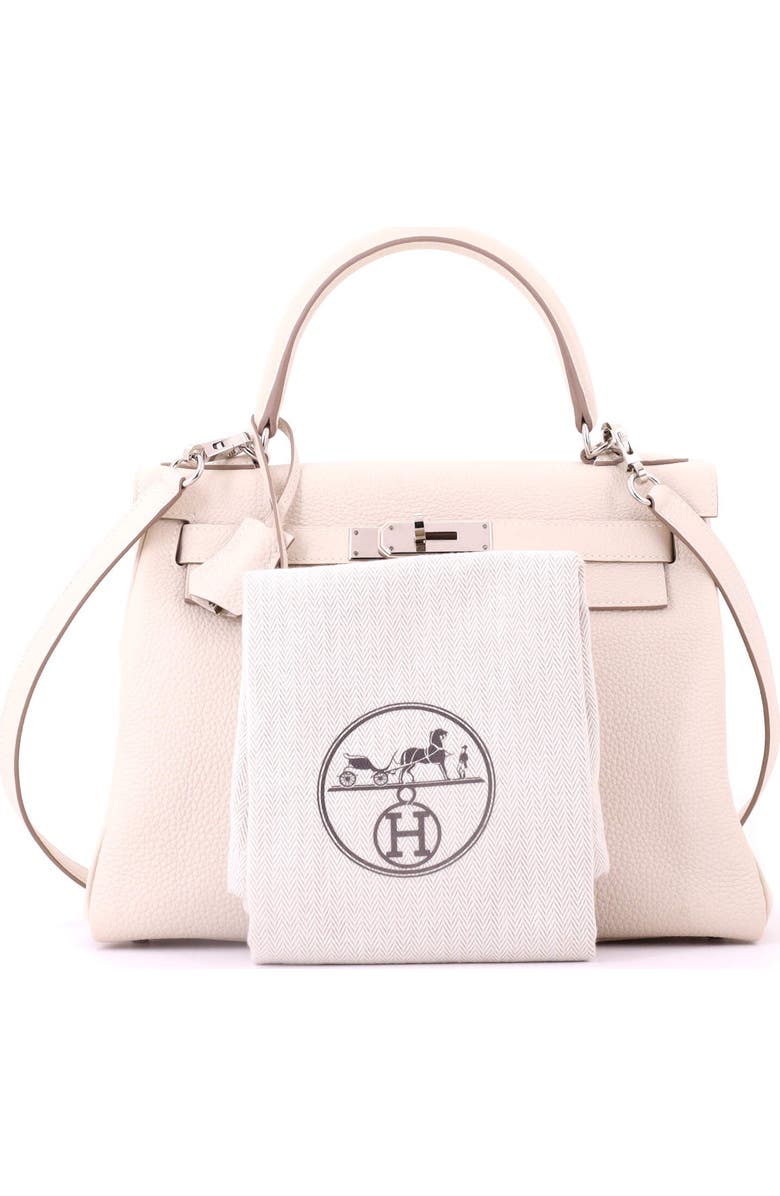 Pre-Owned Hermes Kelly Handbag Light Togo with Palladium Hardware 28, Alternate, color, Craie