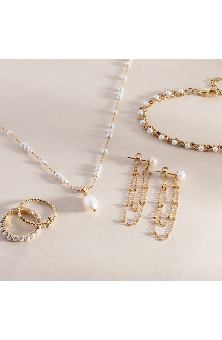 Alex and Ani Freshwater Pearl Chain Earrings, Alternate, color, Pearl