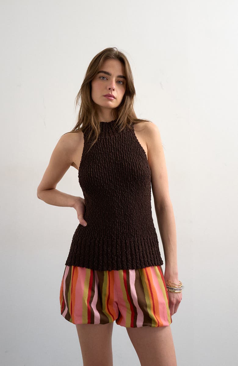 Topshop Stripe Bubble Hem Shorts, Alternate, color,