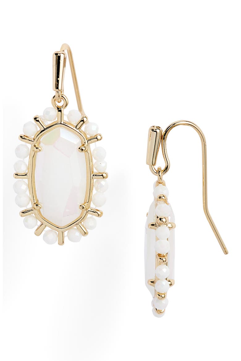 Lee Beaded Drop Earrings, Main, color, GOLD IRIDESCENT FROSTED GLASS