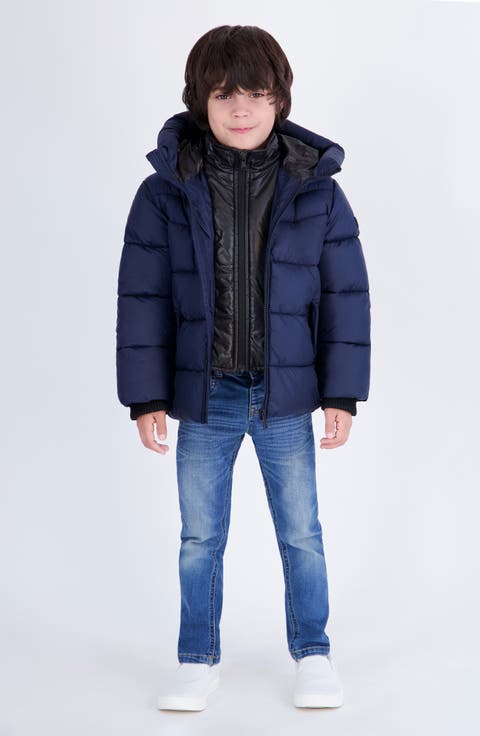 Kids' Puffer Jacket with Inner Bib