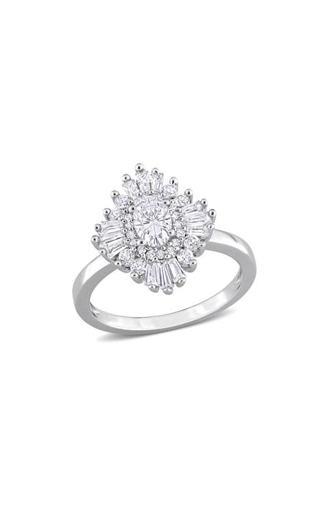 Sterling Silver Created White Sapphire Statement Ring