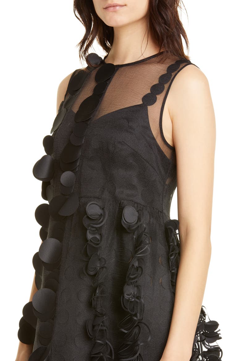 Laser Cut Dot Organza Midi Dress, Alternate, color, BLACK