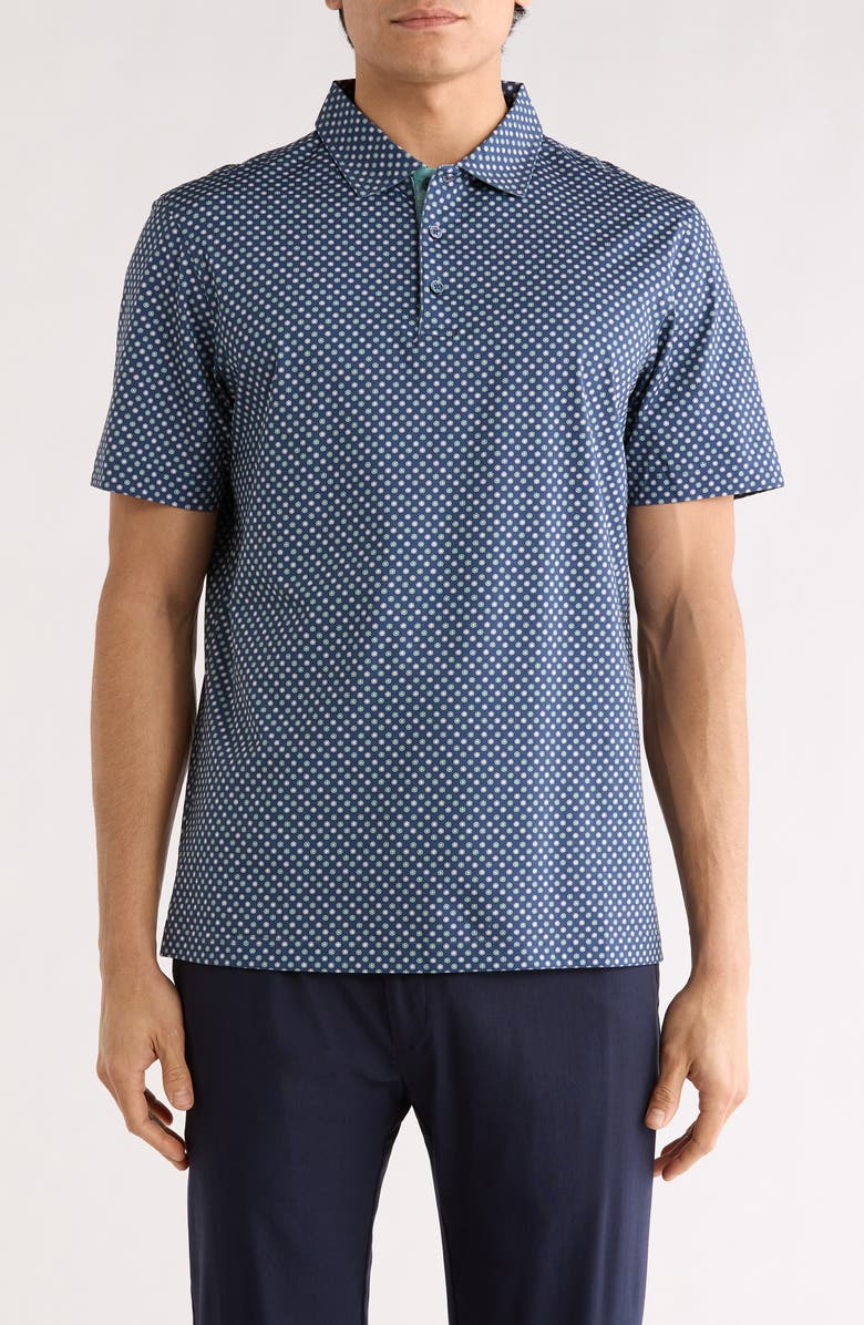 Bugatchi Vincent OoohCotton<sup>®</sup> Geo Print Polo, Main, color, Navy