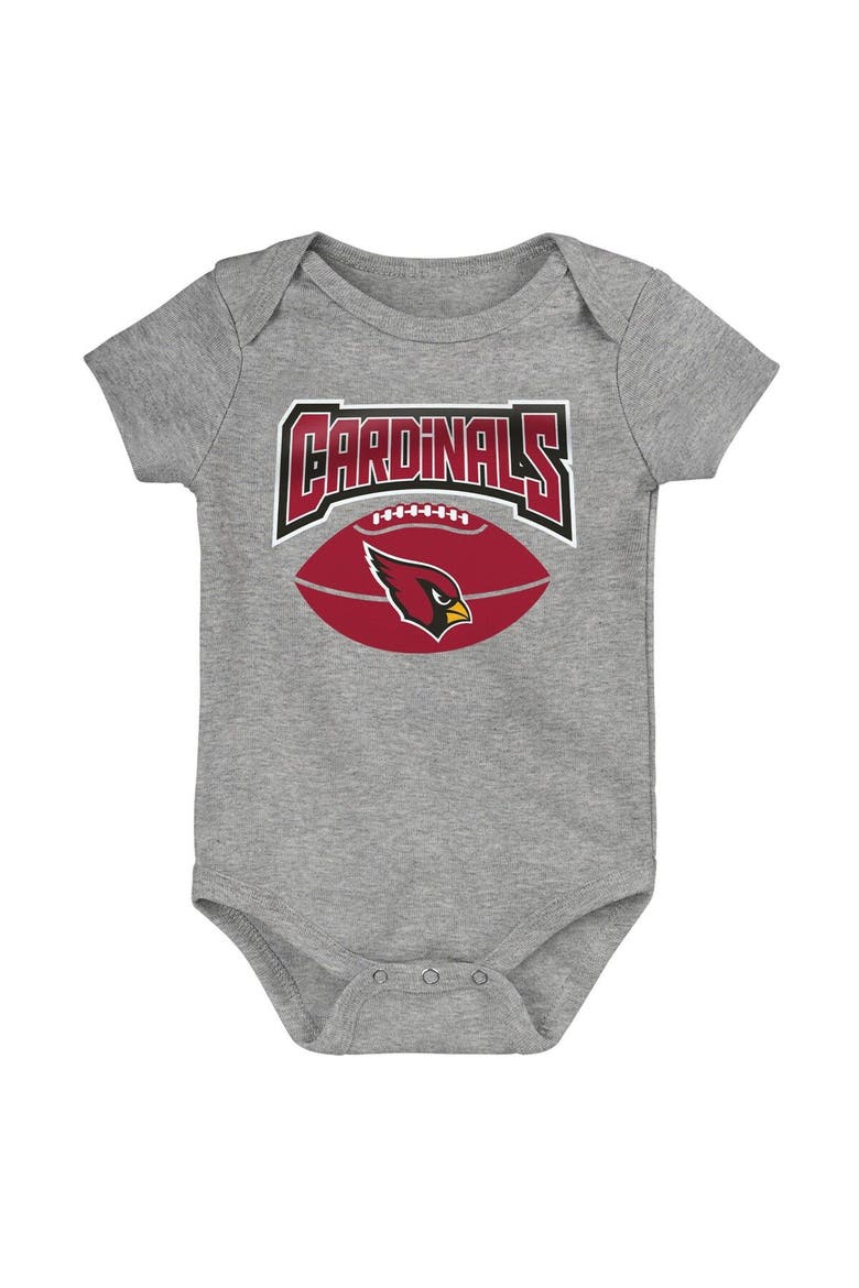 Infant Cardinal/Black/Heathered Gray Arizona Cardinals 3-Pack Game On Bodysuit Set, Alternate, color, Cardinal