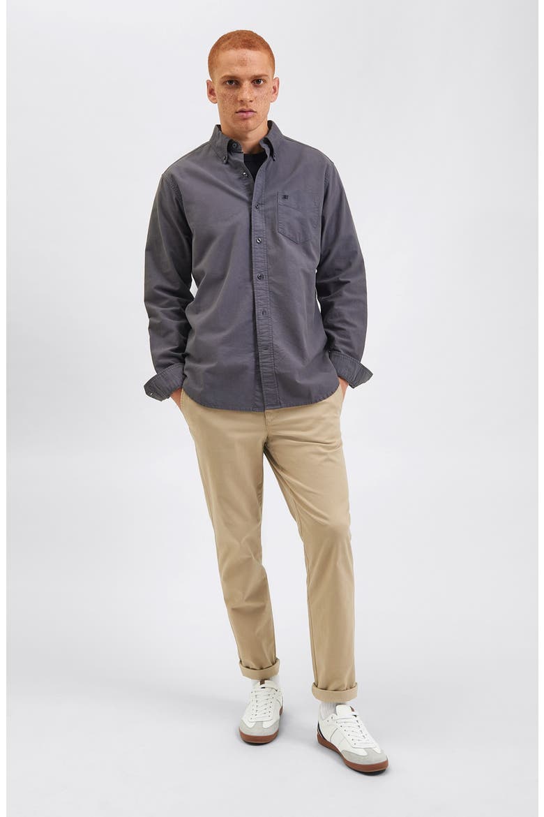 Beatnik Garment Dyed Button-Down Shirt, Alternate, color, CHARCOAL