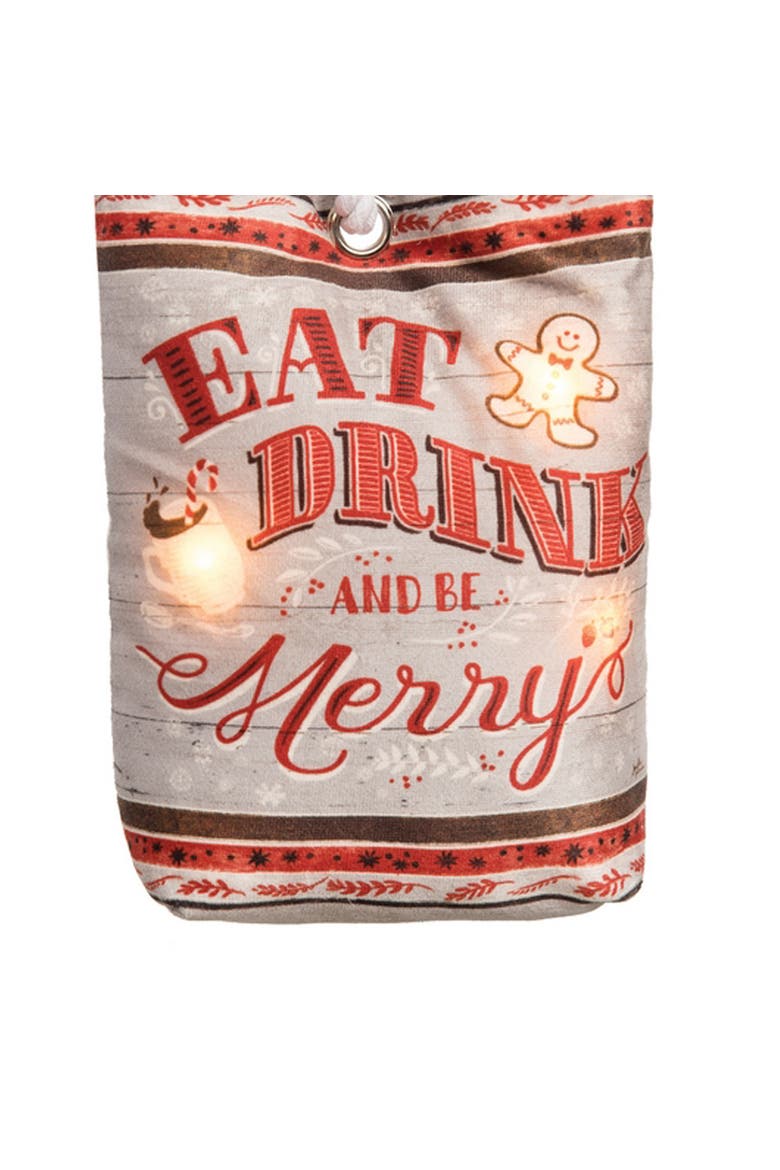 Eat Drink & Be Merry Light-Up LED Doorstop, Alternate, color, red