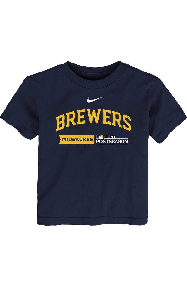 FANATICS Youth Nike Navy Milwaukee Brewers 2023 Postseason Authentic Collection T-Shirt, Alternate, color,