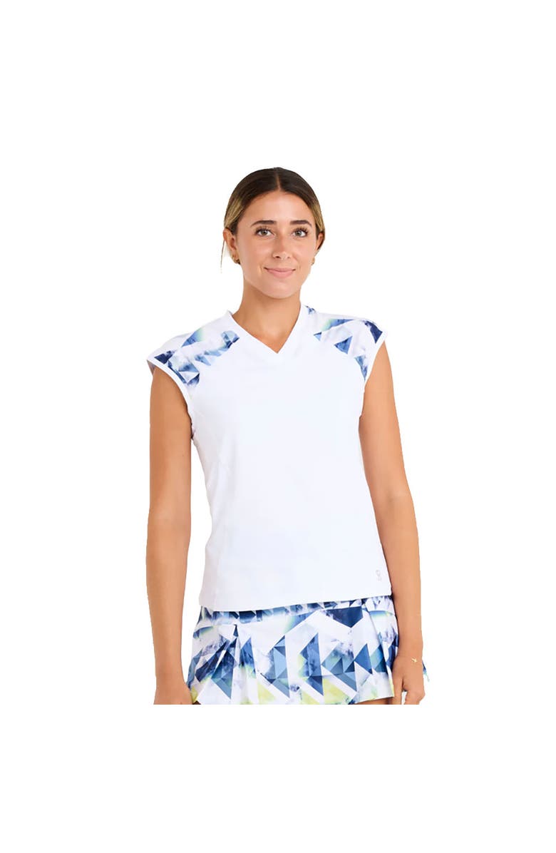 Sofibella Kaleidoscope 24 Inch Raglan Womens Cap Sleeve Tennis Shirt, Main, color, Kaleidoscope