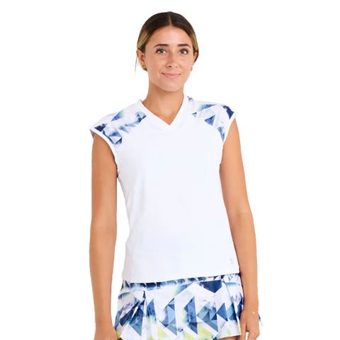Kaleidoscope 24 Inch Raglan Womens Cap Sleeve Tennis Shirt