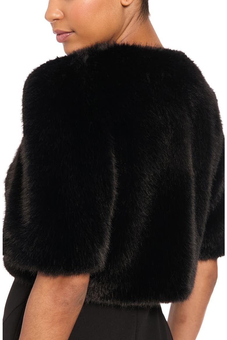 Faux Fur Crop Jacket, Alternate, color, BLACK
