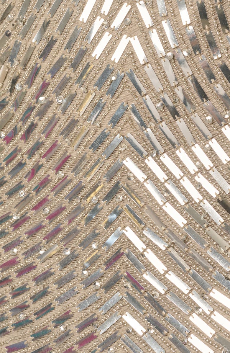 Adrianna Papell Beaded Open Back Gown, Alternate, color, Silver